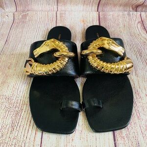 Tory Burch Jessa Toe Ring Sandal - BLACK - Size 7.5